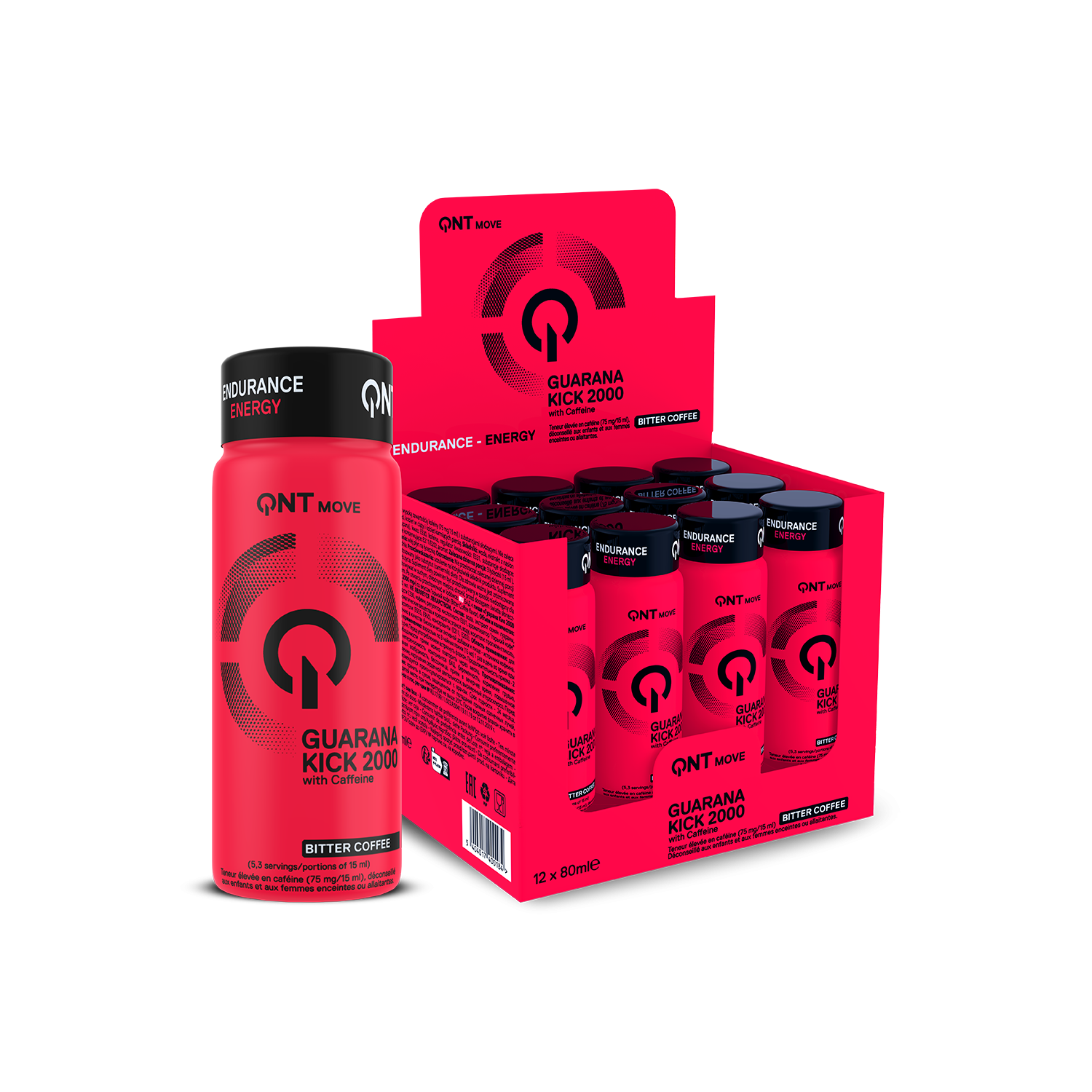 Guarana Kick 2000 mg Bitter Coffee | 12 x 80 ml