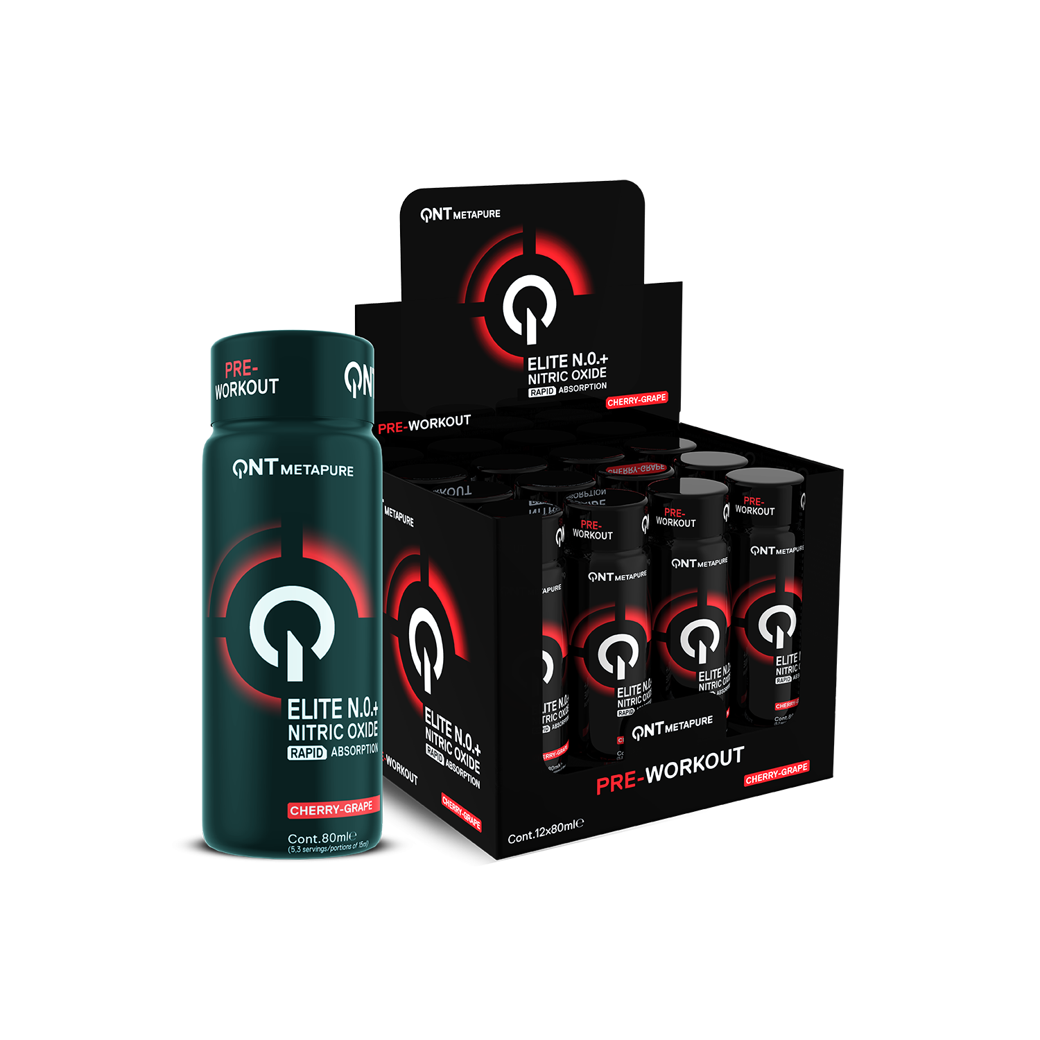 Elite N.0.+ Pre Workout Cherry-Grape | 12 x 80 ml